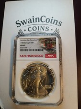 1987-S American Silver Eagle  San Fransisco -trollly Car Labell MS 69 E-109 picture