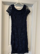 JS Collections Semi Formal Navy Lace Midi Dress 6 Pencil NWT picture