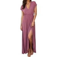 Lulus Women’s Small Dress Maxi Easy For Me Short Sleeve Soft Jersey Knit Stretch picture