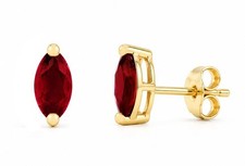 GENUINE 0.38 Cts RUBY EARRINGS SOLID 14K YELLOW GOLD - Free Appraisal - NWT picture