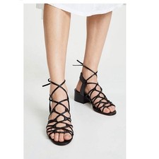 Vince Black Leather Lace Up Gladiator Block Heel Sandals 9M EUR 39 picture