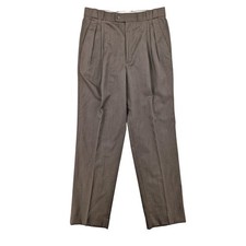 Vintage Bachrach Wool Trousers 34 Brown Double Pleat High Rise Dress Pants picture