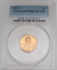 1987-S Lincoln Memorial Cent PCGS PR70 RD DEEP CAMEO = HOT PROOF & TOP GRADE picture