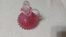 Vintage 1960's Fenton Glass Cranberry Opalescent Hobnail Cruet picture