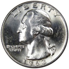 1963 D Washington Silver Quarter Uncirculated Mint State 25c Coin picture