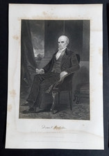 Daniel Webster Steel Engraving Antique Portrait Print c1850s-1890s picture