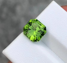 Natural 10.2 Ct Afghanistani Green Peridot Asscher Cut Certified Loose Gemstone picture