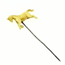 Antique Victorian Celluloid Horse Carved Equestrian Bakelite Era Stick Pin  picture