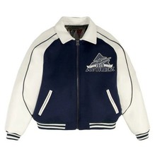 Men's AVIREX CLASSIC WOOL Real LEATHER VARSITY JACKET Avirex Wool Bomber Jacket picture