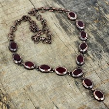 Natural Mozambique Garnet Copper Chain Electroformed Wedding Necklace Jewelry picture
