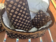 Vtg Pierre Deux Makeup Bags And Keychain Lot of 3 Black Paisley Oldmoney picture