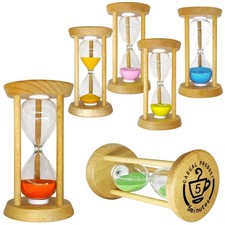 6PCS Colorful Wooden Sand Timer Set - 30 Sec to 10 Min Hourglass Clocks for Home picture
