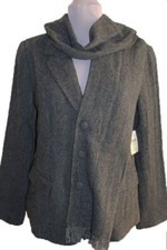 COLDWATER CREEK GRAY SCARF ATTACHED JACKET 10 NWT picture