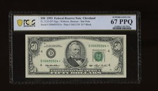 DBR 1993 $50 Cleveland STAR Fr. 2125-D* SuperGem PCGS-B 67 PPQ Serial D00695924* picture