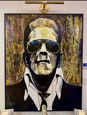 Brandon Giles Original Oil Painting Frankenstein Elvis HUGE 5’ x 3.5’ Framed picture