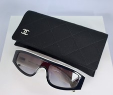 Chanel CH6057 Shield Sunglasses in Black and White with Gray Lenses picture