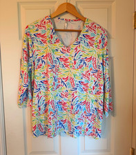 Lulu B Women’s XL Multicolor Floral V-Neck 3/4 Sleeve Knit Pullover blouse. picture