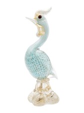 Vintage Barbini Murano Glass Bird Figurine Blue White Gold Aventurine Flakes picture