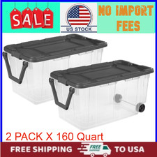 2Pack Sterilite 160 Quart Extra-Large Wheeled Storage Bin Clear Storage Contain picture
