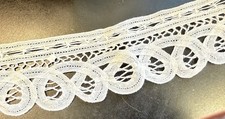 5 Yards Piece White Cotton Battenburg Edge Lace 2 1/4” for clothing / drapery picture