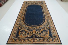 5x11 ft Navy Blue French Savonnerie Afghan Hand-Knotted Rug picture