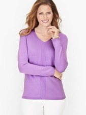 NWT Talbot Chevron Stitch V Neck Sweater Purple Size M picture