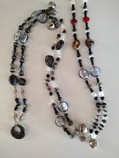 Horse Rhythm Beads USA - Black & White  w/ Black Obsidian -  picture