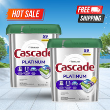 [FASH SALE]2 Pack Cascade Platinum Dishwasher Detergent Pods Lemon 59 Count Tabs picture