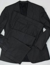 Vintage Mr. Oh Custom Made Regular Fit Suit Flannel Wool Gray 80s 46 42x33 picture