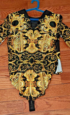 Versace Tribute Collection Baroque SS1992 Bodysuit Black Gold Modelo A79731 IT46 picture