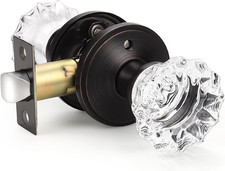 Elegant 5 Pack Clear Glass Door Knobs with Lock, Oil Rubbed Bronze Finish picture