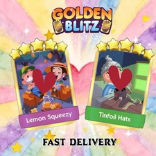 Monopoly Go Golden Blitz  5✨ Stickers ⚡Lemon Squeezy + Tinfoil Hats |Fast picture