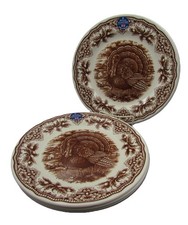 Royal Stafford England Homeland Turkey Brown Dinner Plates - Set of Four - New  picture