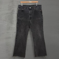 Levi's 517 Bootcut Made in USA Jeans Black Faded Raw Hem Vintage 36 x 29 picture