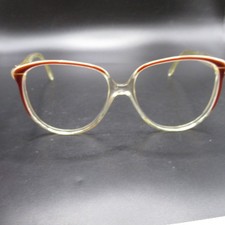 Vintage Anne Klein for Riviera Eyeglass Frames Clear & Red Cateye Style Italy picture