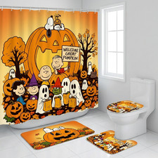 Peanuts Snoopy Halloween Shower Curtain or Bathroom Set Pumpkin Fall Decor BH202 picture