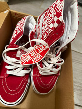 VANS Sk8-Hi Unisex Kids High Top Sneakers Red/White Suede Canvas US 4.5 picture