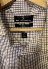 Hart Schaffner Marx Dress shirt Mens Sz 17/35 White Blue Check picture