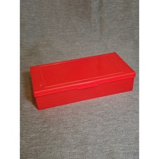 Vintage EMPIRE Pencil Co. Orange/Red Plastic School Pencil Box Case Made In USA picture