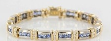 10Ct Round Cut Tanzanite 14K Two-Tone Gold Plated Exclusive Tennis Bracelet picture