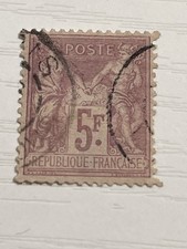 France 1877 Scott #96 Sage Type II 5Fr Violet/Lavender Used - Space Filler /Thin picture