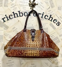 Vintage Raviani x B.B Simon Weekender Croc Embossed Leather Crystal Studs EUC picture