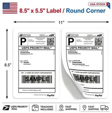 8.5x5.5 Half Sheet Shipping Labels for Laser & Inkjet - 2 Per Page Self Adhesive picture