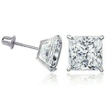 2.00Ct Princess Cut Natural Diamond 14K White gold Stud Earring Engage & Wedding picture