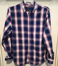 Banana Republic Camden Standard Fit Oxford Cotton Plaid Shirt Men’s L Blue Red picture