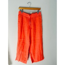 J.Crew Seaside Wide Leg Linen Pants Red Drawstring B0810 Womens Medium picture