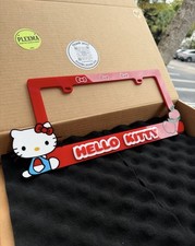 Cute Kawaii Kitty Hello Style 3D Acrylic License Plate Frame – Handmade picture
