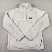 Patagonia Re-Tool Snap-T Polartec Fleece Pullover Women's M White Pockets Comfy picture