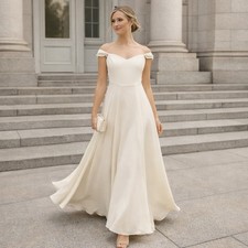 Reformation Ivory Constance Bridal Gown 0 Off Shoulder Formal Dress Wedding NWT picture