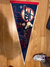 Vintage 1990s Winnipeg Jets NHL Hockey Pennant 12inx30in Player Team Logo picture